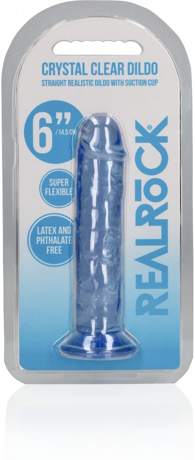 RealRock Straight Realistic Dildo Suction Cup - 14,5 cm - Blue