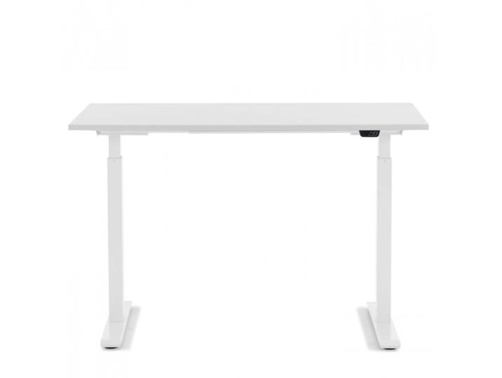 Bureau réglable assis-debout blanc et acier blanc l140