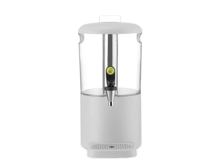 HENDI Getränkespender, UNIQ, 4L, 315x211x(H)431mm, ABS, Edelstahl, weiß Mit herausnehmbarem Kühlstab, Magnetische Tropfschale, tropffreiem Zapfhahn, Wasserspender, Saftspender, Getränkebehälter