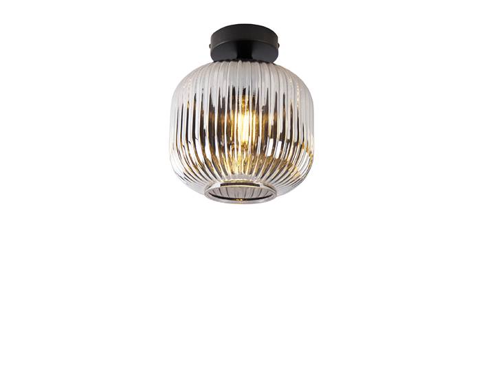 Plafonnier Art déco noir avec verre fumé - Karel