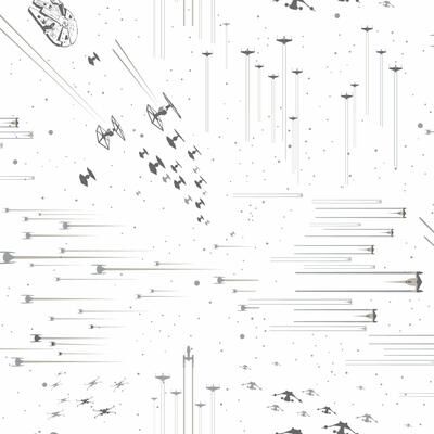 York Wallcoverings Star Wars: Galactic Battles Black & White Wallpaper