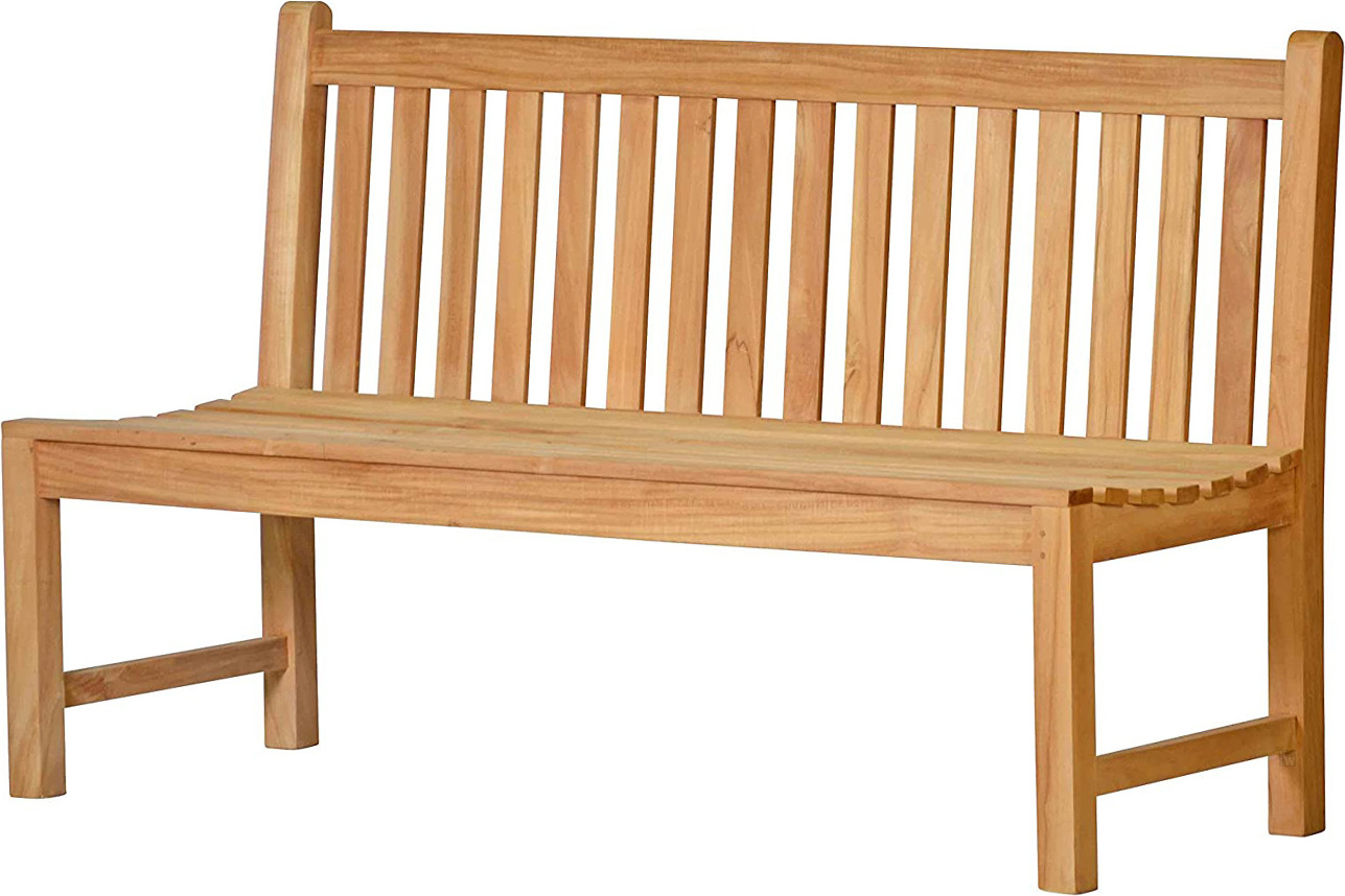 Gartenbank Massive Teakbank ohne Armlehne 110 cm, wetterfeste Teak Sitzbank nachhaltige und unbehandelte Teakholzbank