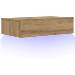 Helloshop26 - Platzsparender Wand-TV-Schrank mit LED-Beleuchtung 60 x 35 x 15 cm Holzwerkstoff Eiche handgefertigt