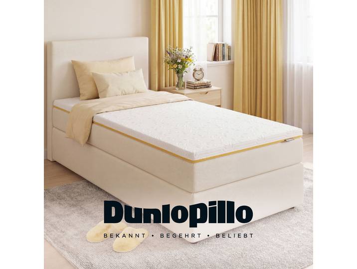 Topper DUNLOPILLO Elements, Premium Viscotopper 90x200 & 140x200 cm & weitere Größen , weiß, B:100cm H:7cm L:200cm, Viscoschaum, Topper, Matratzentopper Made in EU Geeignet für Boxspringbetten
