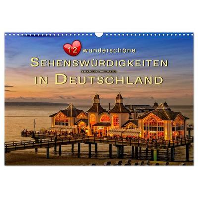 12 wunderschöne Sehenswürdigkeiten in Deutschland (Wandkalender 2027 DIN A3 quer), CALVENDO Monatskalender