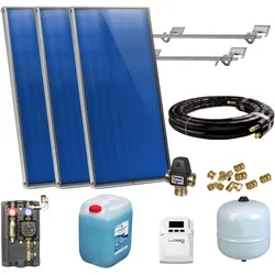 Flachkollektor Komplett Solarpaket Solaranlage Warmwasser Solar 2,03-10,15m2