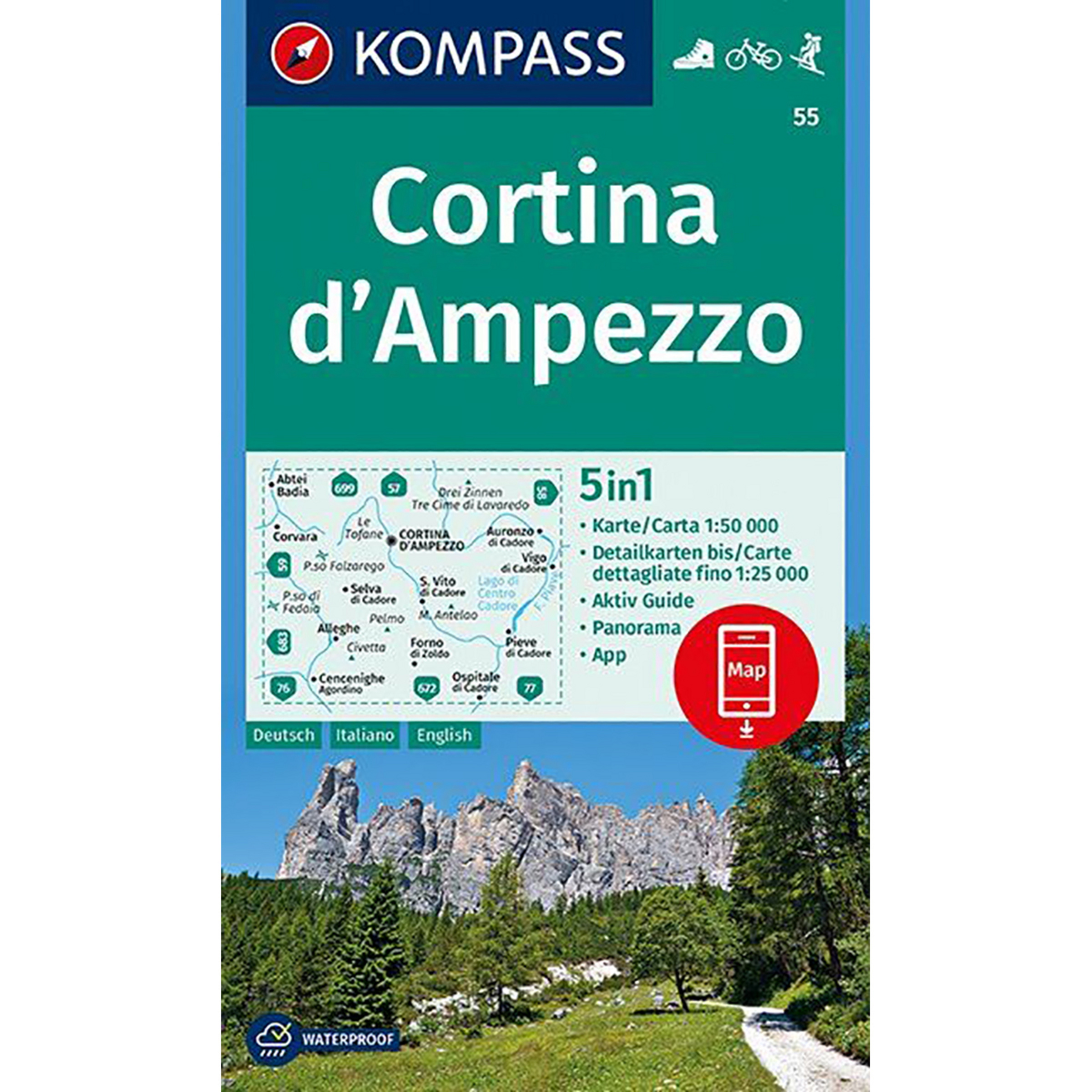 Kompass Verlag WK 55 Cortina d'Ampezzo Topografische Karten
