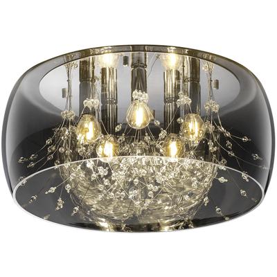 TRIO LEUCHTEN Deckenleuchte "Crystel", grau (chrom), 5, Ø 50cm H: 23,5cm, 1 Stk., Leuchten, Elegante Deckenlampe mit Glasschirm Ø 50cm, exkl 5xE14 Leuchtmittel, Designerlampe