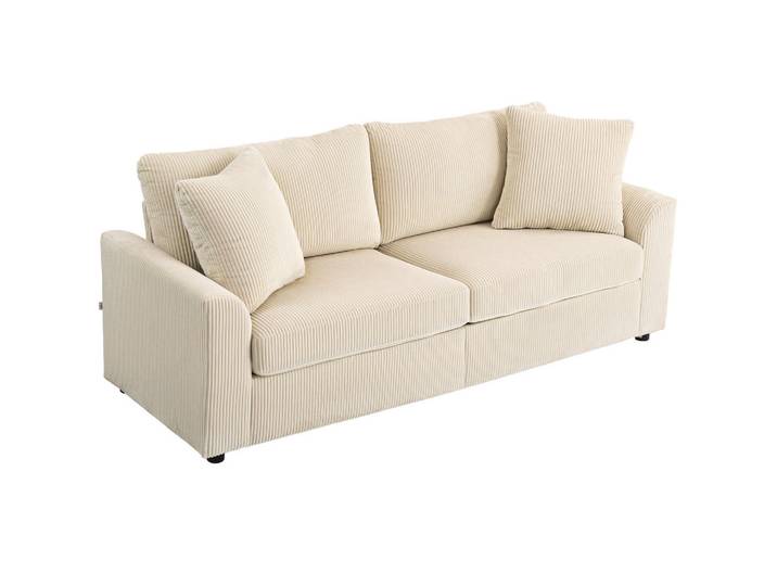 Jamb Sofa Soria Mayor Cremeweiss Cordstoff (100% Polyester) 212 cm, Textil, 212x88x80 cm, Wohnzimmer, Sofas & Couches