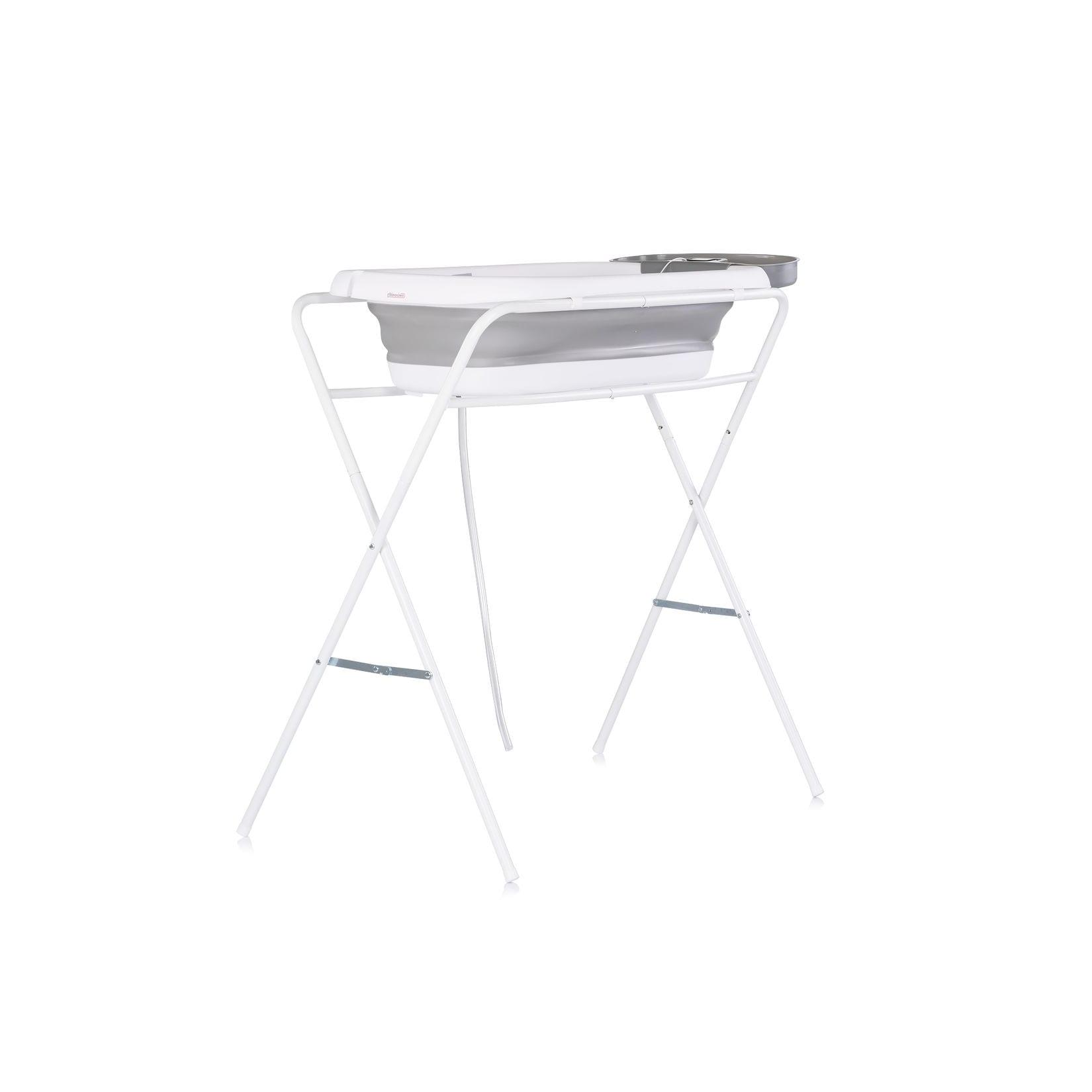 Chipolino Babybadewanne-Set Slim, Ständer 90 cm, Ablage, klappbar, Thermometer grau