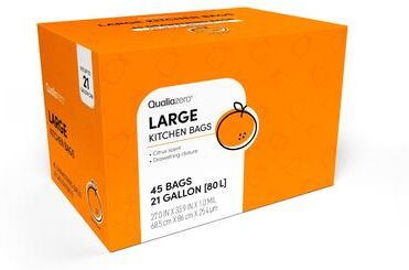 Qualiazero 21 Gallon Drawstring Trash Bag - 45 Bags - Scented or unscented