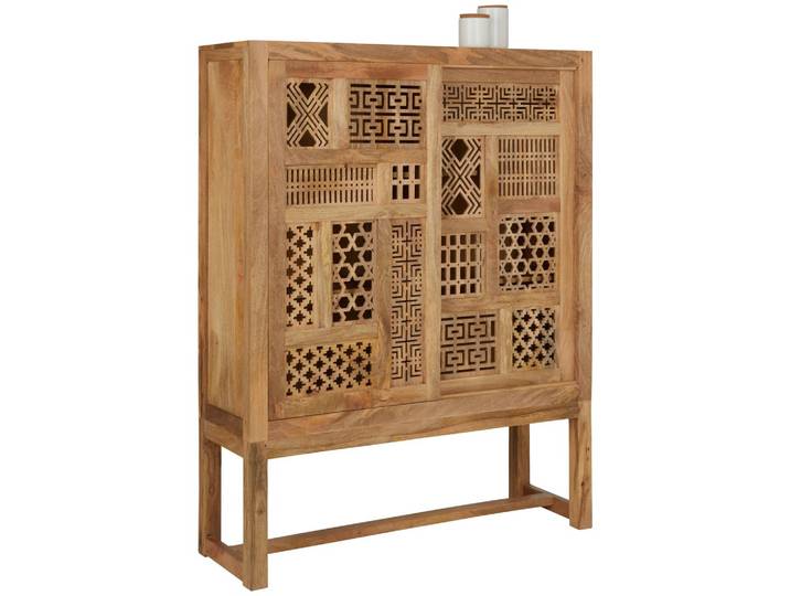 Highboard Lakota aus Mangoholz in Hellbraun