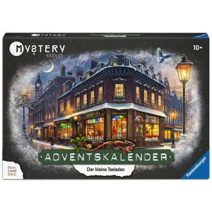 Ravensburger Adventskalender 12028005, Mystery, Der kleine Teeladen, mit 24 Rätseln, 50 x 34 cm