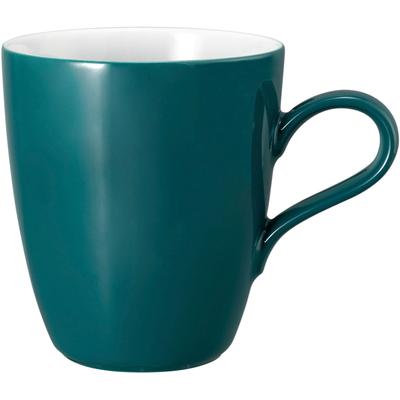 Becher SELTMANN WEIDEN "Life Fashion", blau (trendy petrol, weiß), H:10,3cm Ø:9cm, Porzellan, Trinkgefäße, Becher, Becher mit Henkel 0,40 l