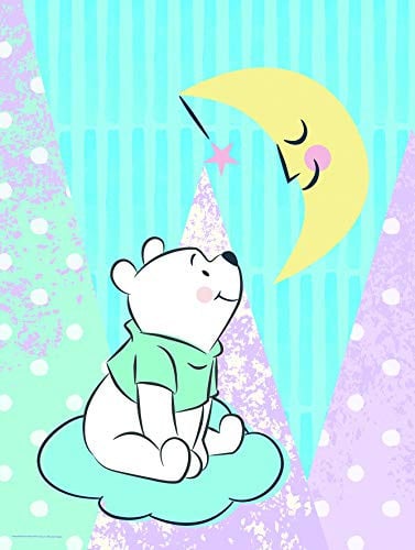 Komar Disney Wandafbeelding Winnie de Pooh Moon Kunstdruk voor de Kinderkamer Breedte: 30 cm, Hoogte: 40 cm