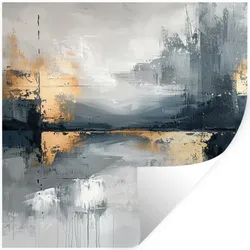 WANDTATTOO Kunst - Grau - Gold - Abstrakt Wanddeko 50x50 cm
