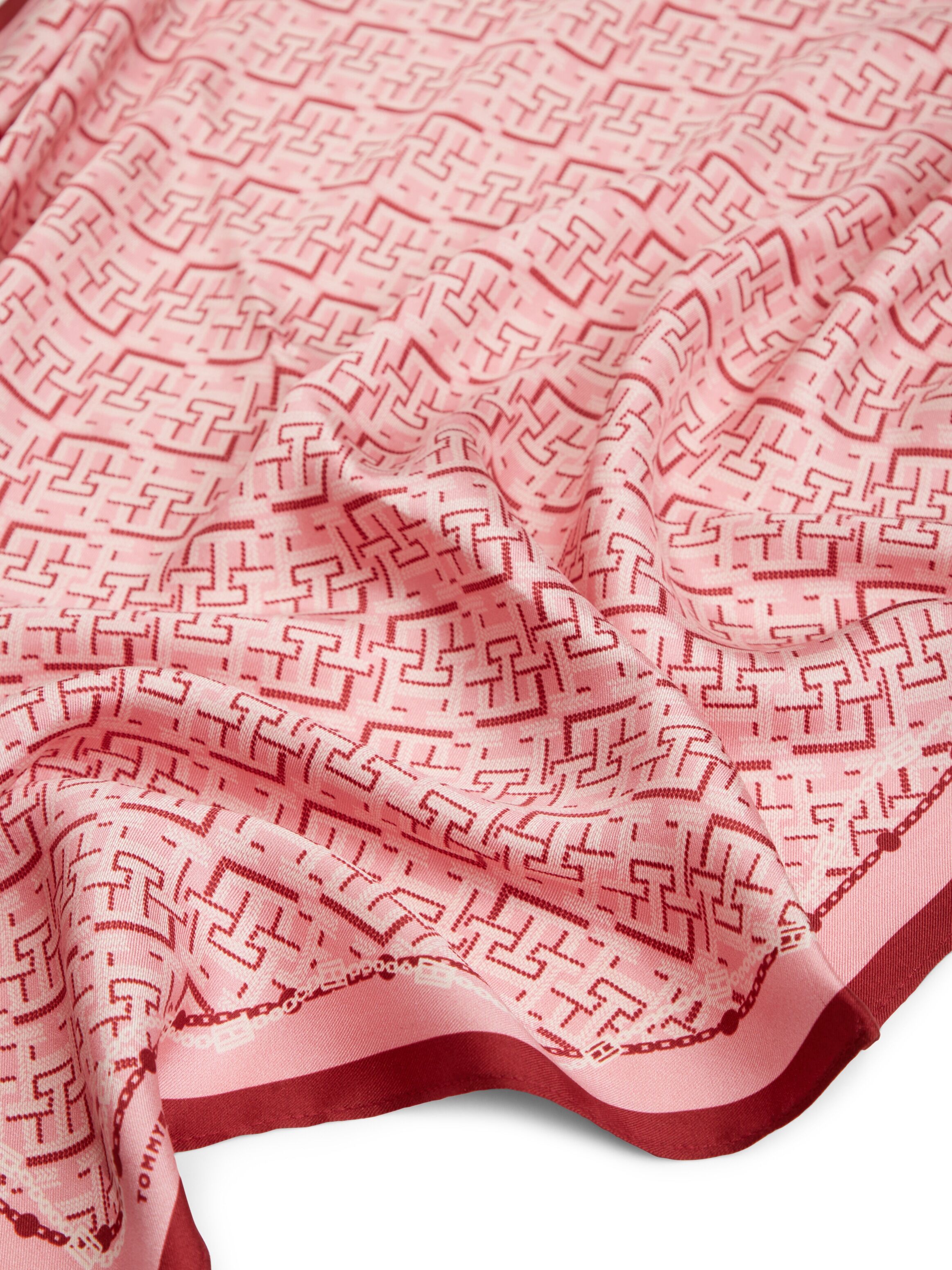 Seidenschal TOMMY HILFIGER "TMONOGRAM SILK SQUARE", Damen, rosa (autumn rot), Web, Seide, gemustert, Modetücher Seidenschal, Regular fit mit Monogramprint autumn rot Einheitsgröße