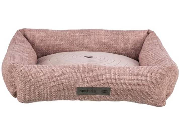 TRIXIE Hundebett Viviana eckig, mit Samtbezug – 100 x 70 cm, altrosa Kuschelig weicher Schlafplatz, waschbar – für große Hunde, integriertes Kissen und rutschfester Boden