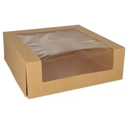 Papstar 100 Tortenkartons mit Deckel eckig 10 cm x 30 cm x 30 cm mit Sichtfenster aus PLA
