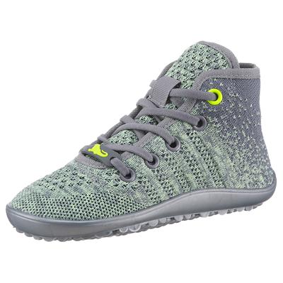 Barfußschuh LEGUANO "LEGUANITO GO", Mädchen, Gr. 27, grün (kiwi, grau), Textil, Schuhe Barfußschuh, Freizeitschuh, Schnürboots, Kinderschuh, speziell entwickelte Sohle