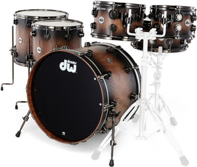 DW Walnut Satin Ebony Burst 6pcs Natural To Quick Ebony Burst