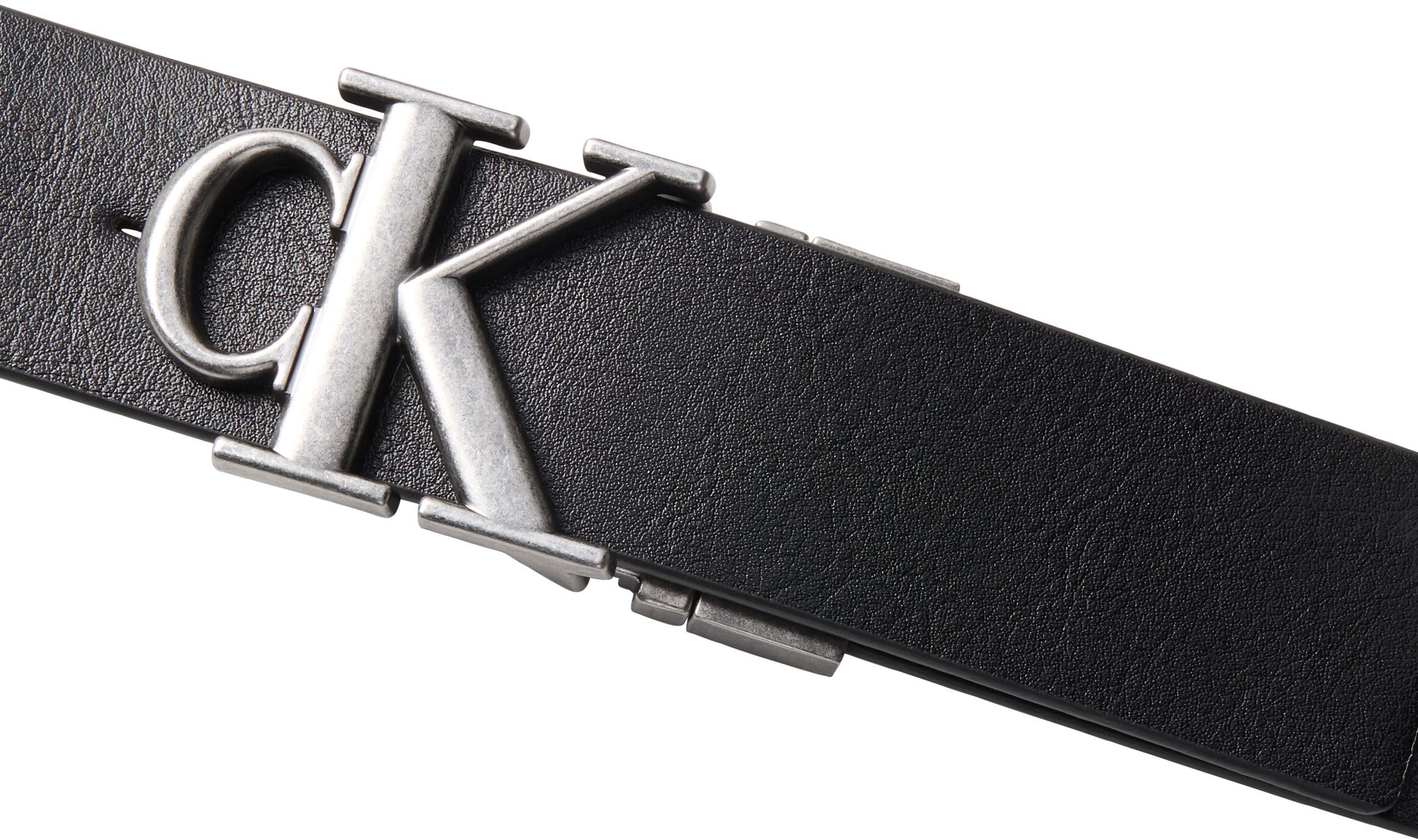 Ledergürtel CALVIN KLEIN JEANS "CK BUCKLE TUMBLED 35MM ADJ/REV", Herren, Gr. 90, schwarz (schwarz, ck cognac, antique silber), Web, Rindsleder, unifarben, Gürtel Ledergürtel, Umkehrbar schwarz, ck cognac, antique silber 90