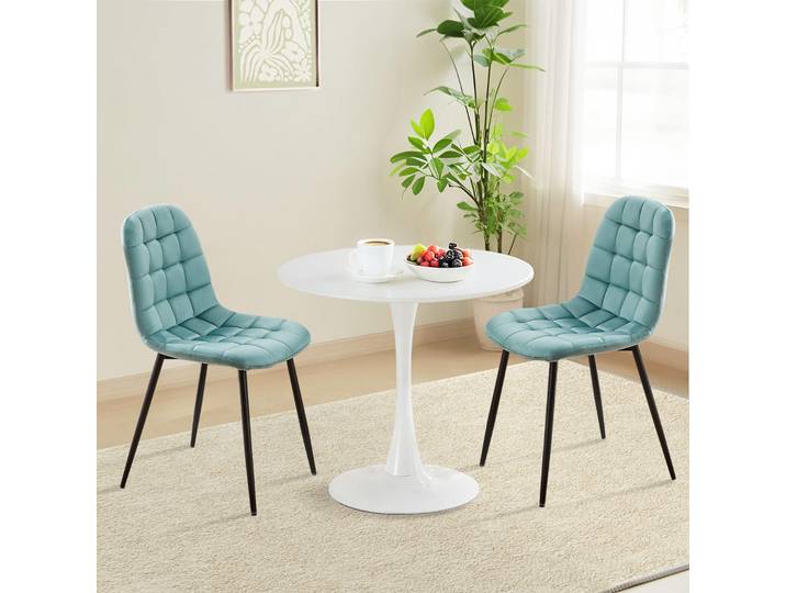 Chaise de salle à manger, chaise latérale en métal rembourrée en velours