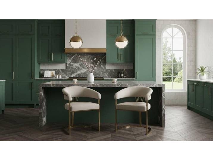 JVmoebel Esszimmerstuhl Set aus 2 eleganten Stühlen mit goldenen Akzenten und Stoffbezug (2 St)