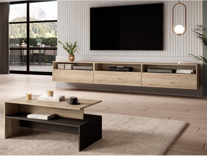 Meuble tv-hifi BABEL II 3 portes 3 niches sanremo avec table basse