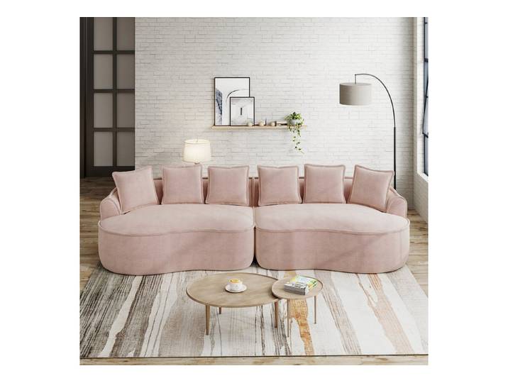 STILVORA Schlafsofa L-Form Modulares Sofa mit Chaiselongue & Kissen, Rosa