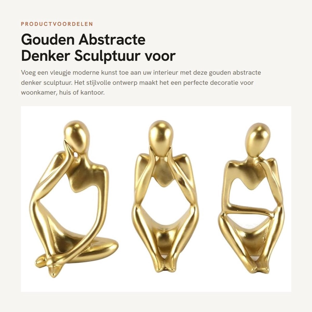 Dailygoods - Gouden Abstracte Denker Sculptuur voor Thuisdecoratie