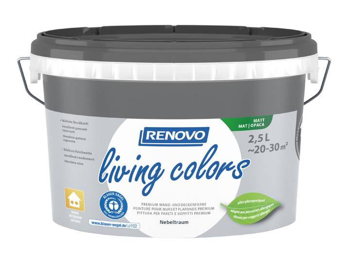 Renovo Living Colors Wand- und Deckenfarbe Nebeltraum 2.5 l
