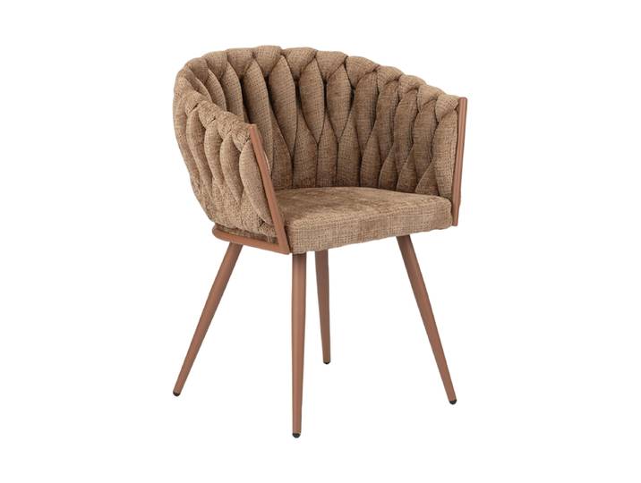 Design Armlehnstuhl „Wave“ Samt Strukturstoff Caramel Global Interiors