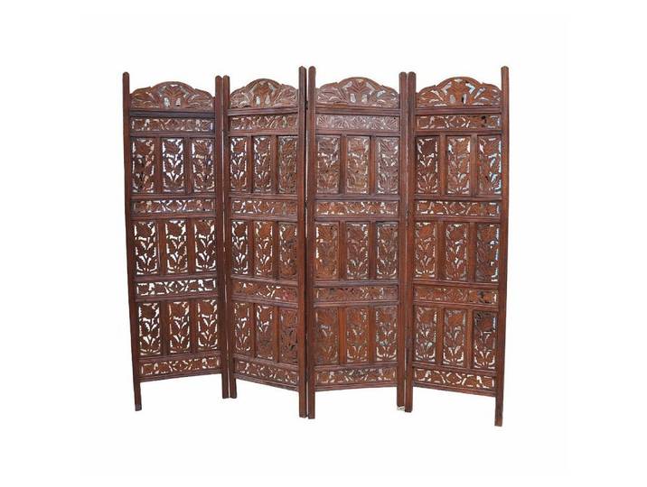 Luxury-Park-Direct Kommode Indien Paravent großer Raumteiler dunkles Naturholz Klassiker. Luxury-