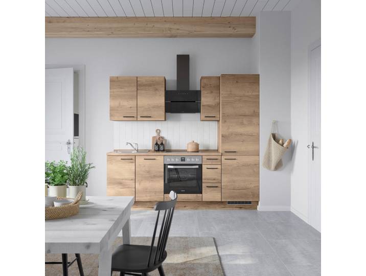 Nobilia Küchenleerblock Structura, Eiche dunkel, nur wie online abgebildet bestellbar, 240 cm, Made in Germany, Blauer Engel, Pefc, Goldenes M, DGM-Klimapakt, vormontierter Korpus, seitenverkehrt erhältlich, Küchen, Küchenzeilen & Küchenblöcke, Küchenzeilen ohne Geräte