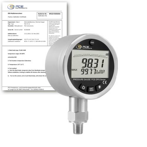 PCE Instruments PCE-DPG 100-ICA Druck-Messgerät kalibriert (ISO) Gase 0 - 100 bar