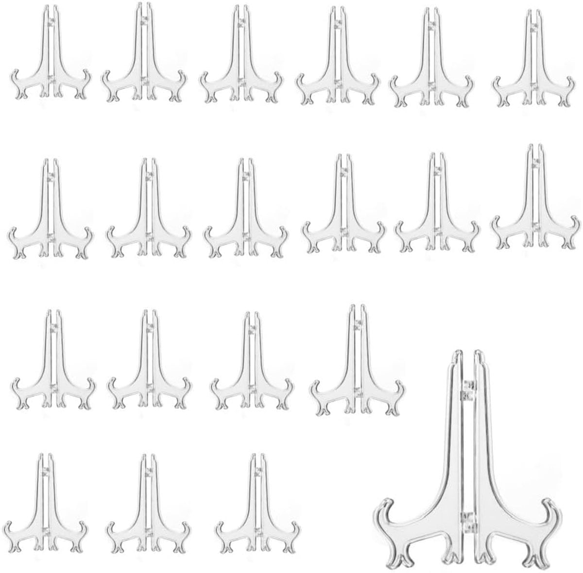 SnelShoppen Set van 20 Heldere Acrylic Plate Stands van 4 inch voor Foto's en Decoratie