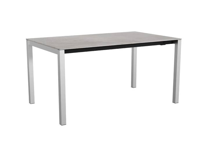 Gartentisch ausziehbar Campo Grande Edelstahl gebürstet / Kreta Mineralkeramik/Edelstahl B 150 T 90 cm - Möbel Konfigurator: Traummöbel individuell
