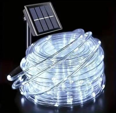 Inspired Finds Solar LED Rope Lights Waterproof Outdoor Garden Path Decor white Light 100leds