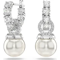 Swarovski Matrix Drop-Ohrhänger, Kristallperle, Rundschliff, Weiß, Rhodiniert 5691716