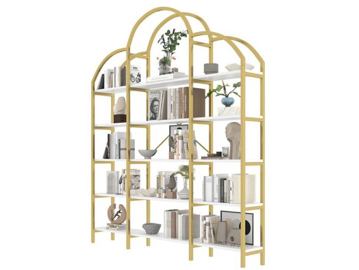 Bibliothèque Dorée Forme de nuage Étagère Métallique à 5 Niveaux Étagère de Présentation Moderne pour Salon