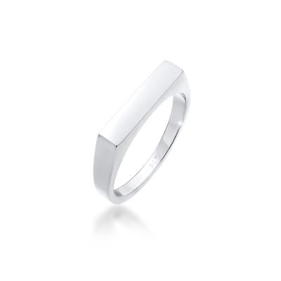 Siegelring ELLI "Ring Siegelring Rechteck Pinky Ring 925 Silber" Gr. 46, silber, Fingerringe, Damen, 46, ohne Stein, Silber 925 (Sterlingsilber), 9mm, Siegelring