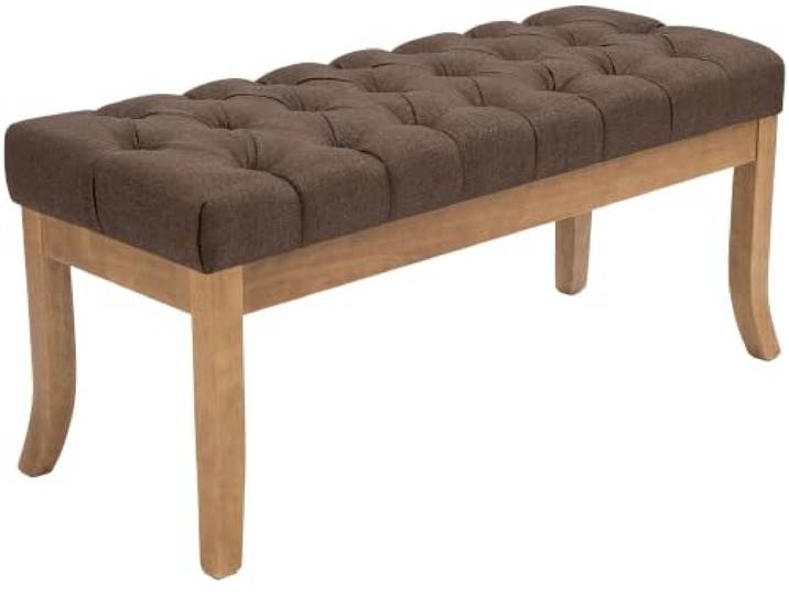 CLP Sitzbank gepolstert Stoff Ramses, Polsterbank mit hellem Holzgestell, pflegeleicht und langlebig, mit Bodenschonern, Farbe: braun, Größe: 100 cm