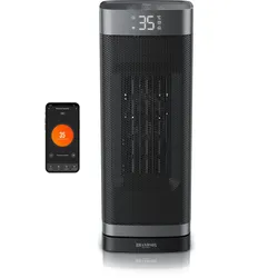 Brandson WLAN-Keramikheizlüfter mit App-Steuerung, Fernbedienung, ECO-Modus, Thermostat, Timer, LED-Display und Oszillation