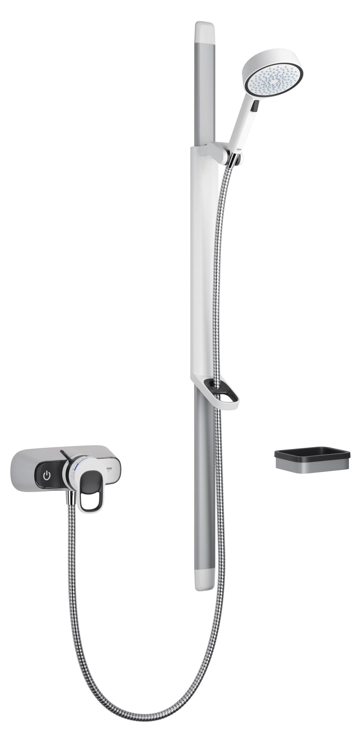 Thermostatische Aufputz-Dusche, Weiß & Chrom, 120 mm Kopf
