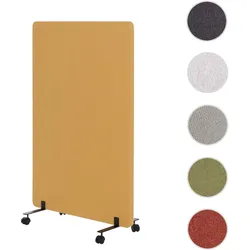 Akustik-Trennwand HWC-G77, Büro-Sichtschutz Raumteiler Pinnwand, doppelwandig rollbar Stoff/Textil ~ 127x80cm gelb