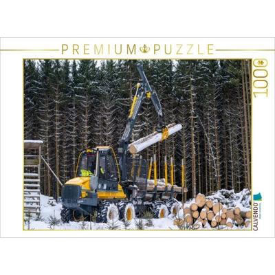 CALVENDO Puzzle Effizientes Beladen: Der Forwarder in Aktion | 1000 Teile Lege-Größe 64x48cm Foto-Puzzle für glückliche Stunden