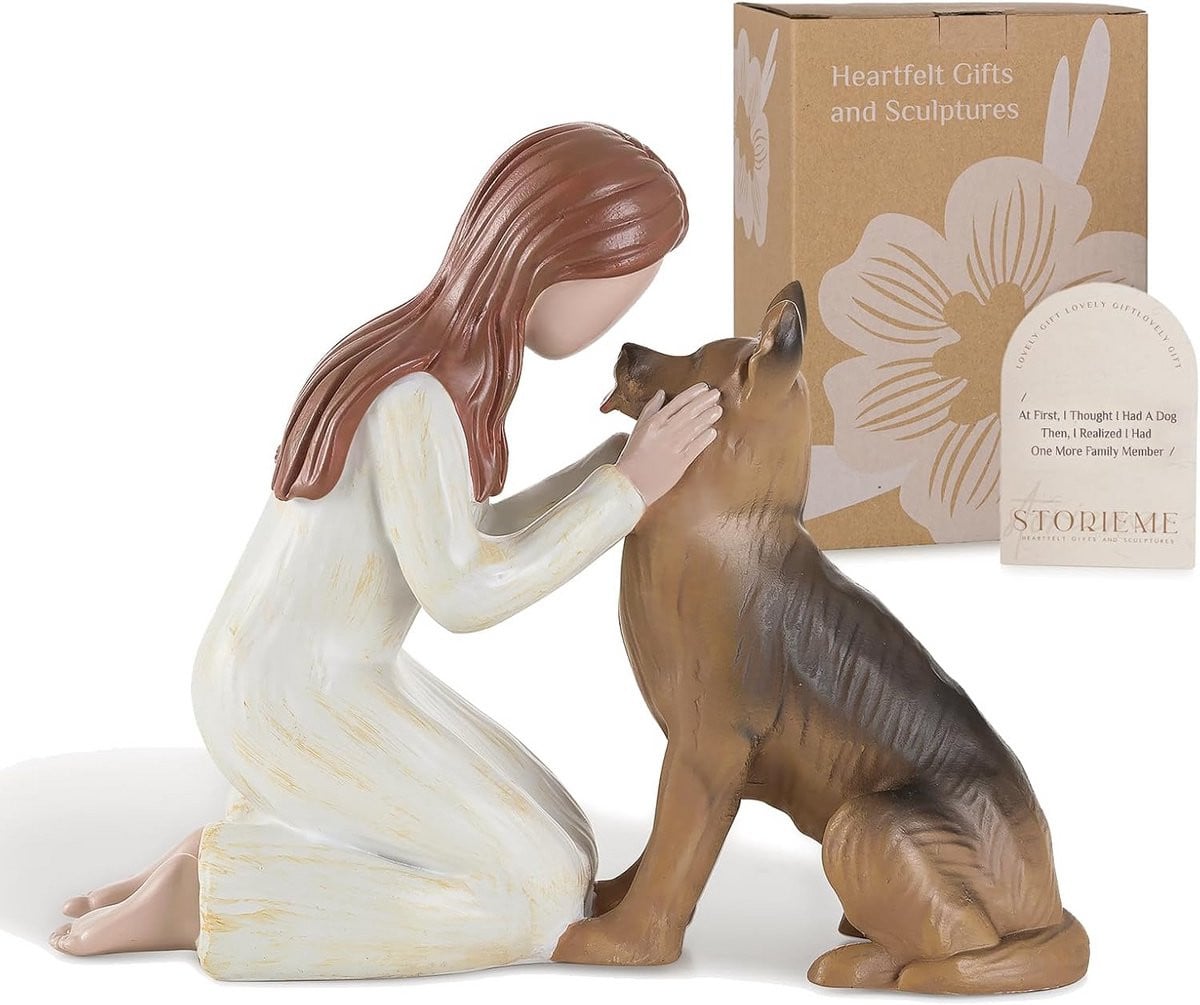 Handgeschilderd hondenbeeldje decoratie bruin - Hoogte: 11 cm