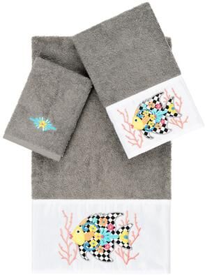 Authentic Hotel and Spa 100% Turkish Cotton Feliz 3PC Embellished Towel Set