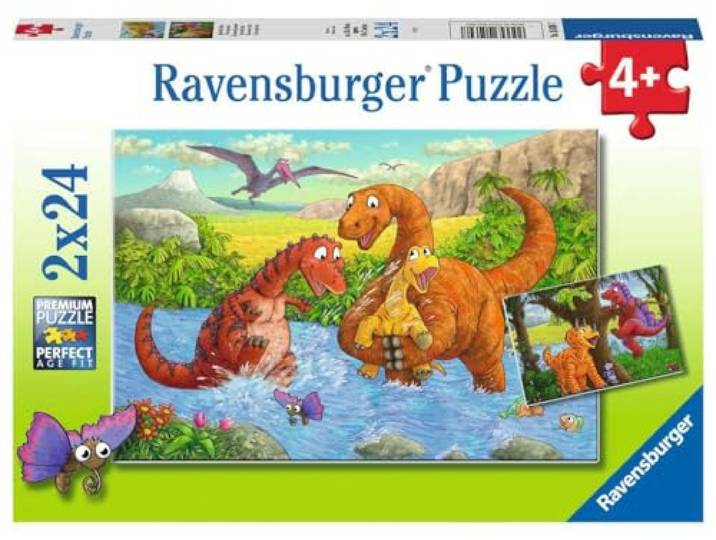 Ravensburger puzzel Vrolijke Dino's - 2x24 stukjes - Kinderpuzzel